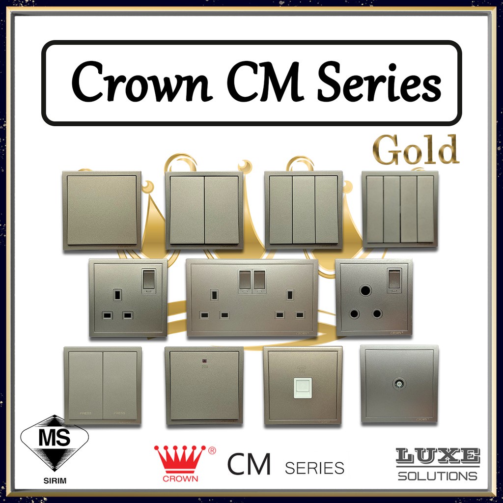CROWN CM Series Switch GOLD Switched Socket Outlet / Suis Soket ✨SIRIM Approved✨