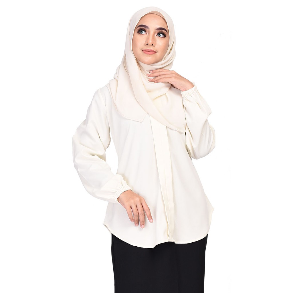 AQEELA Modern Kebaya Top  Cream QB096D Shopee Malaysia