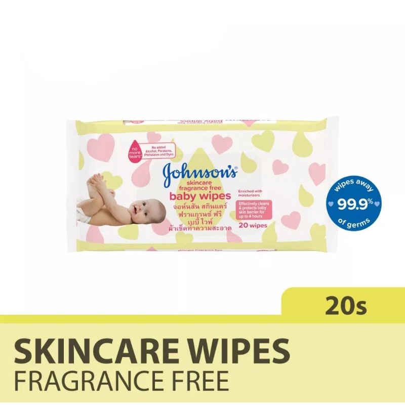 Johnson's Baby Skincare Fragrance Free Moisturizing Gentle Wipes 20s