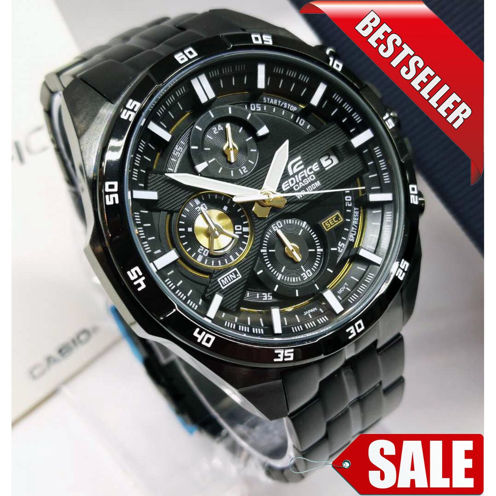 edifice black gold watch
