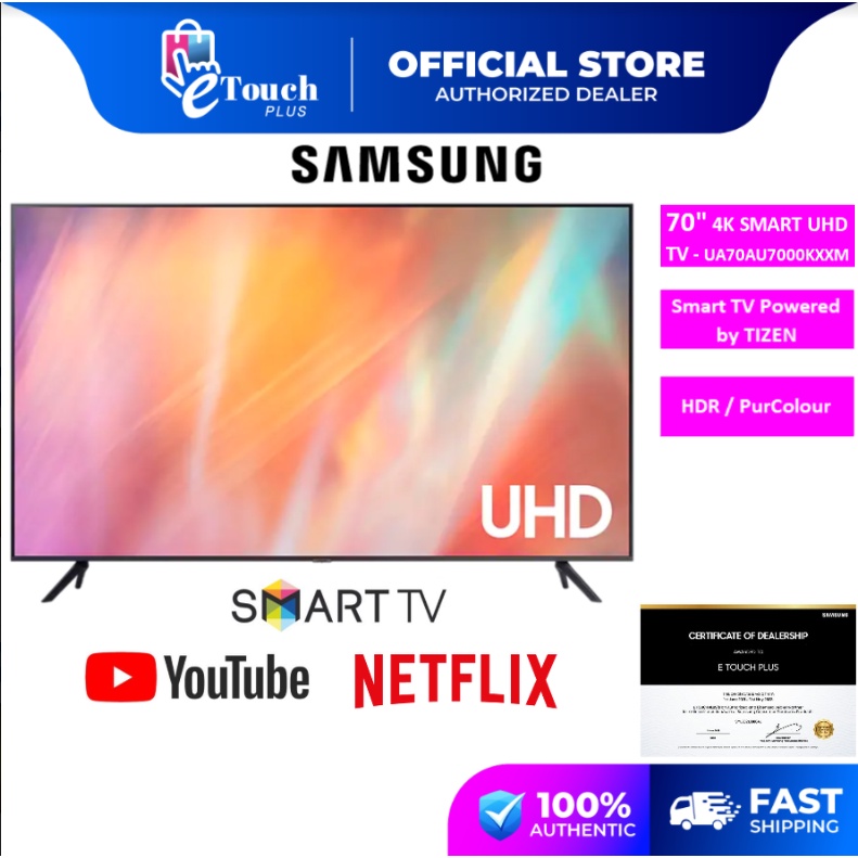 Samsung 70'' l 70 Inch 4K Crystal UHD Smart TV UA70AU7000KXXM Television Televisyen 电视机 Compatible PS5