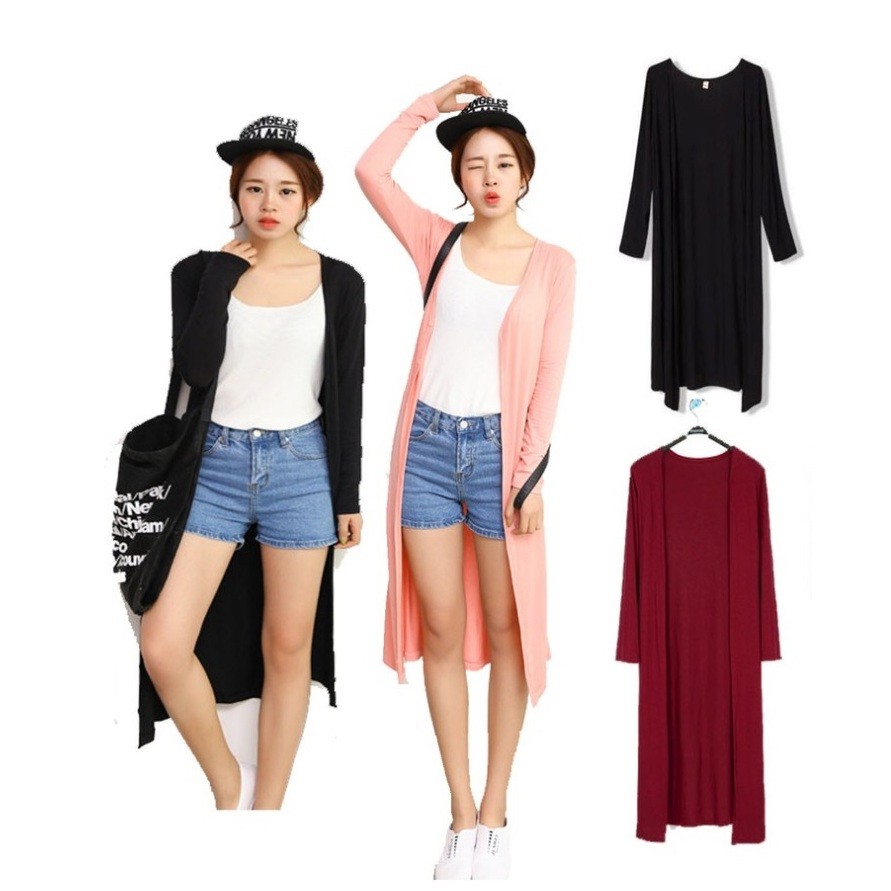  Baju  Lengan Panjang  Women Cardigan Dress Tops Long Sleeve 