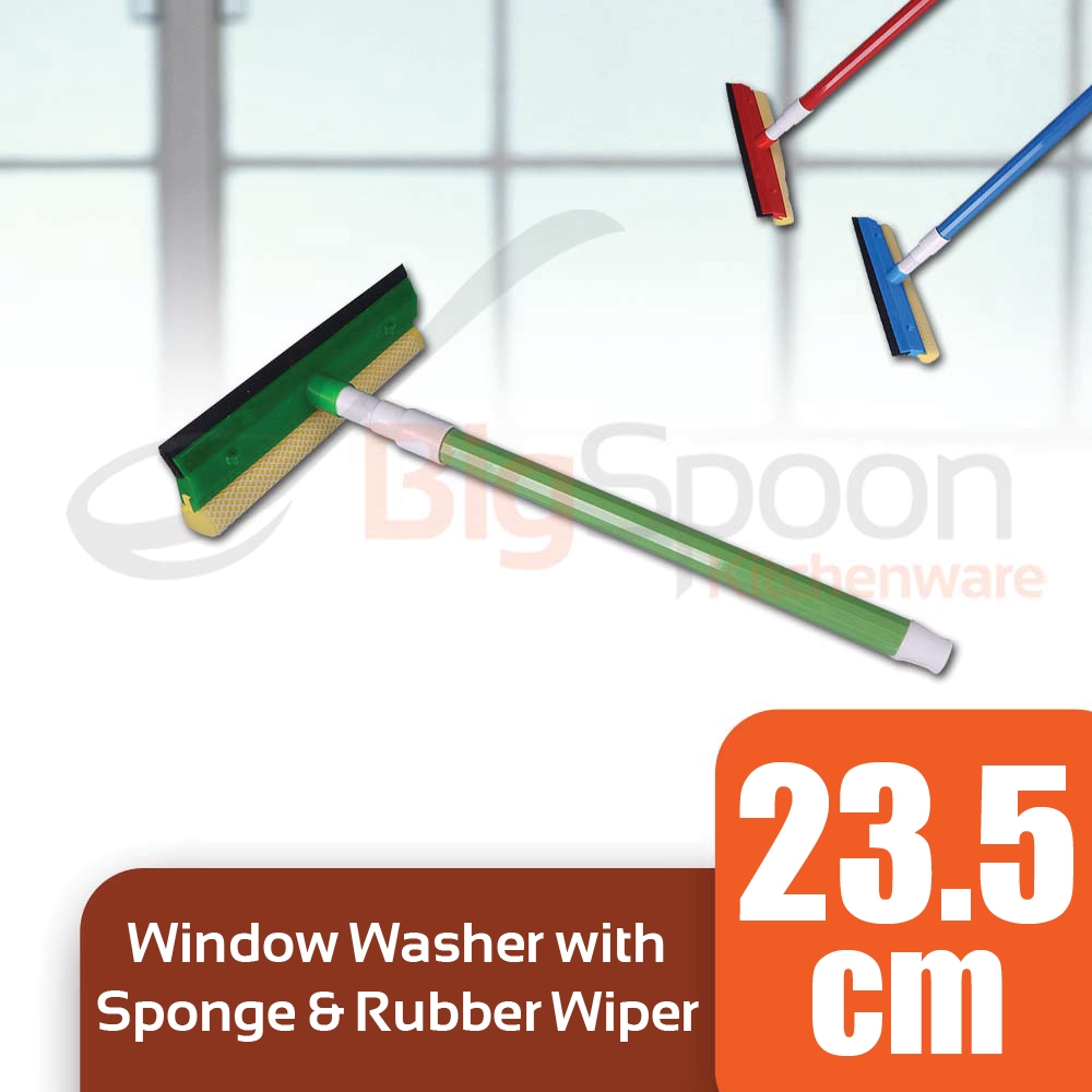 BIGSPOON TOPCLEAN 2 in 1 Squeegee Window Wiper Extendable Pole Sponge Glass Washer Telescopic Handle Car Wiper [CWW-150]