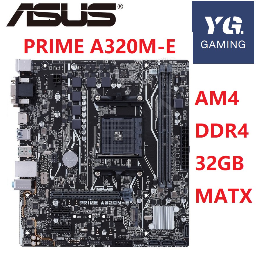 Original Used Desktop Motherboard Asus AMD A320 Asus PRIME A320M-E