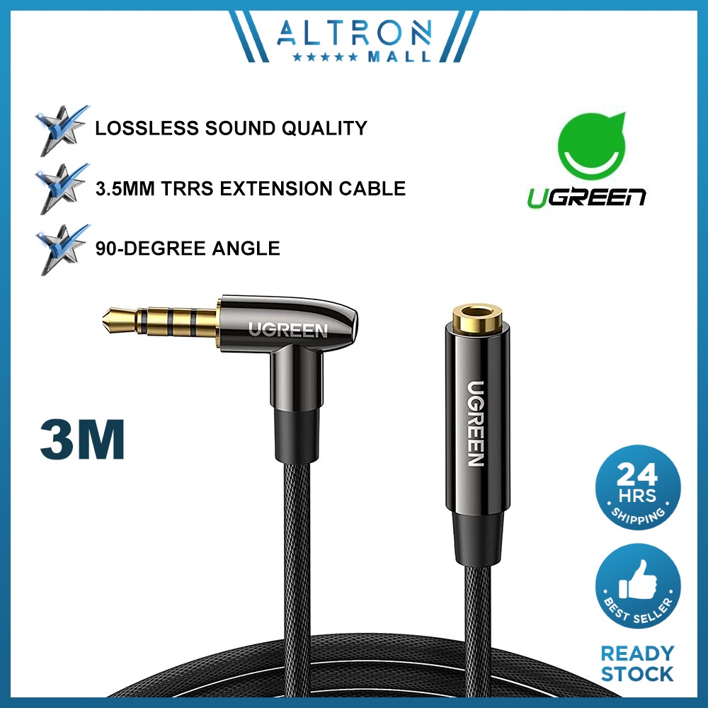 UGREEN 3.5mm Extension Cable Headphone Male to Female 4 Pole Aux Audio Mic Extender Jack Stereo Wide Compatible