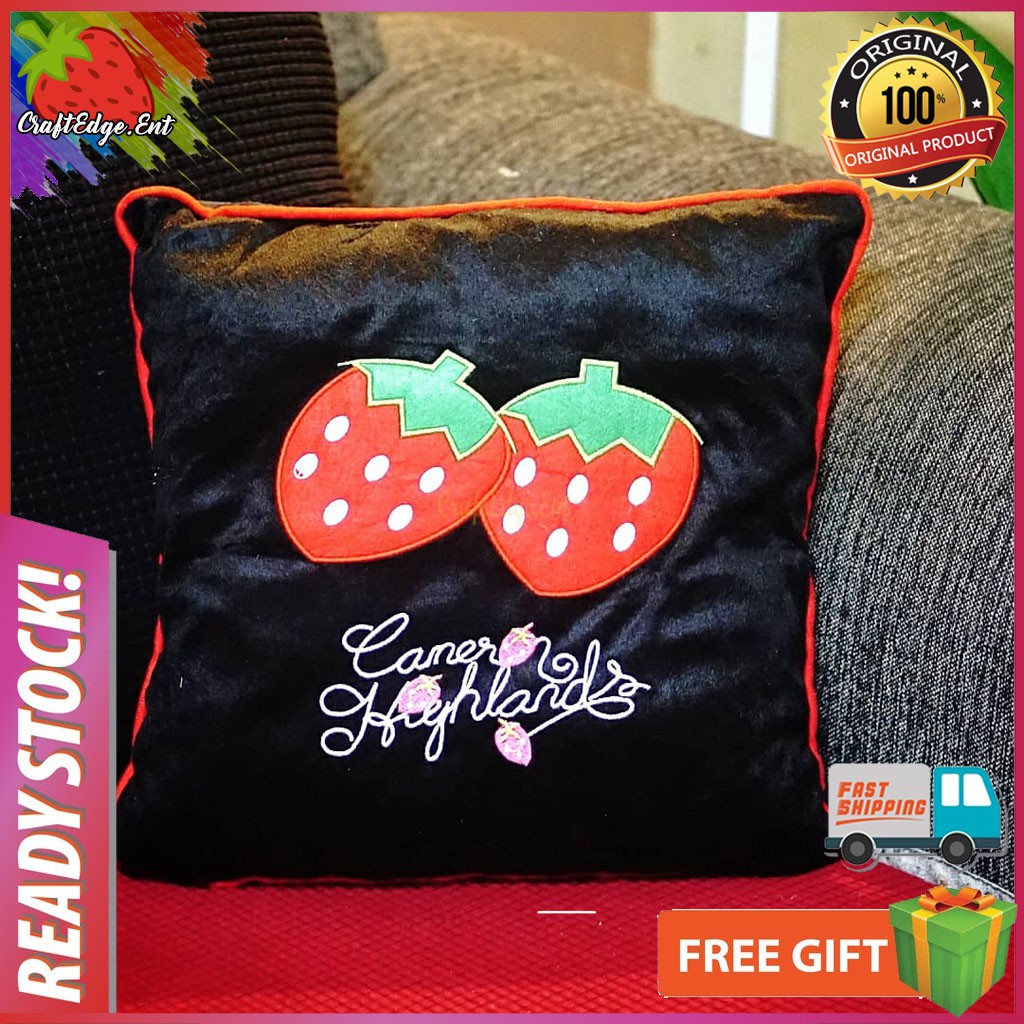 Bantal Strawberi Square Cushion Sofa Pillow Strawberry Hitam Merah Cameron Highlands Ready Stock Shopee Malaysia