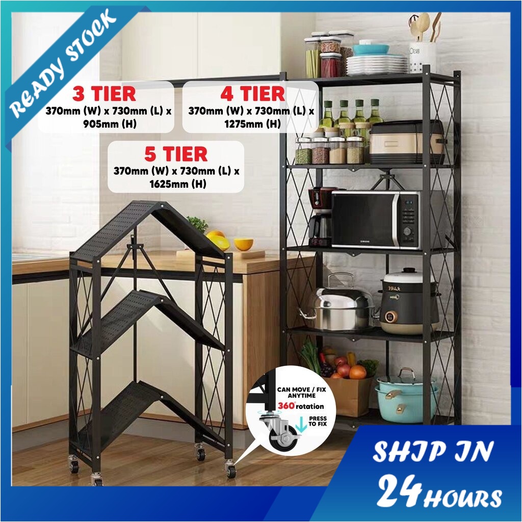 foldable storage rack with wheel rak dapur rak kabinet dapur rak