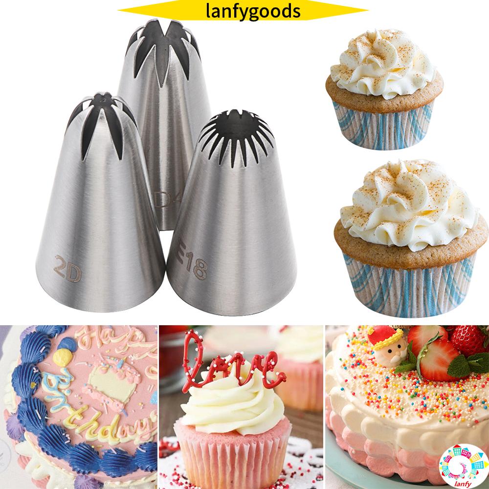Xd83dxdcaeLANFYxd83dxdcae Bakery Cream Nozzle Flower Cake Decorating Tool Icing Piping Nozzles Bakeware Pastry Tips DIY Stainless Steel Cupcake Kitchen Accessories Baking Mold 3PCS Shopee Malaysia