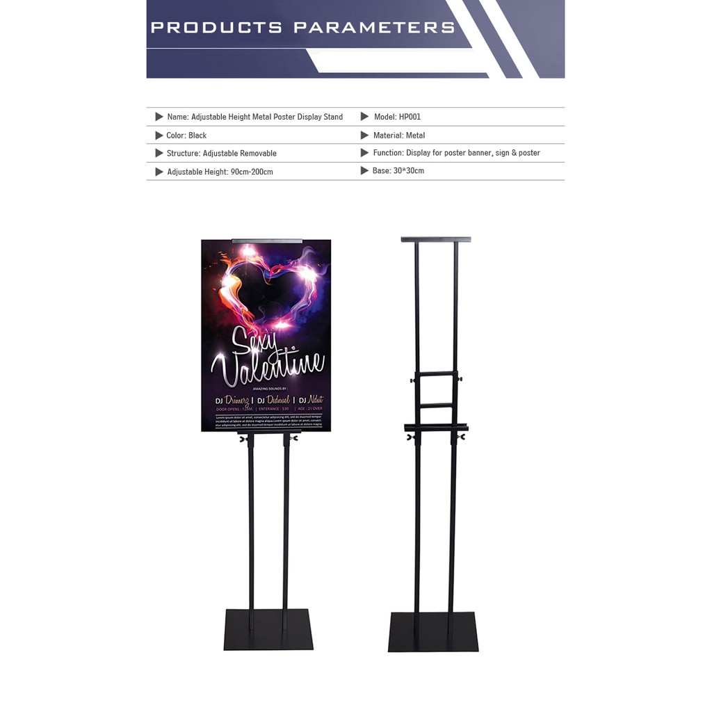 Adjustable Height Metal Poster Stand Poster Banner Display Bunting