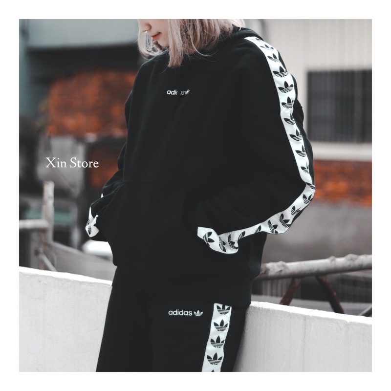 adidas originals tape fleece hoodie