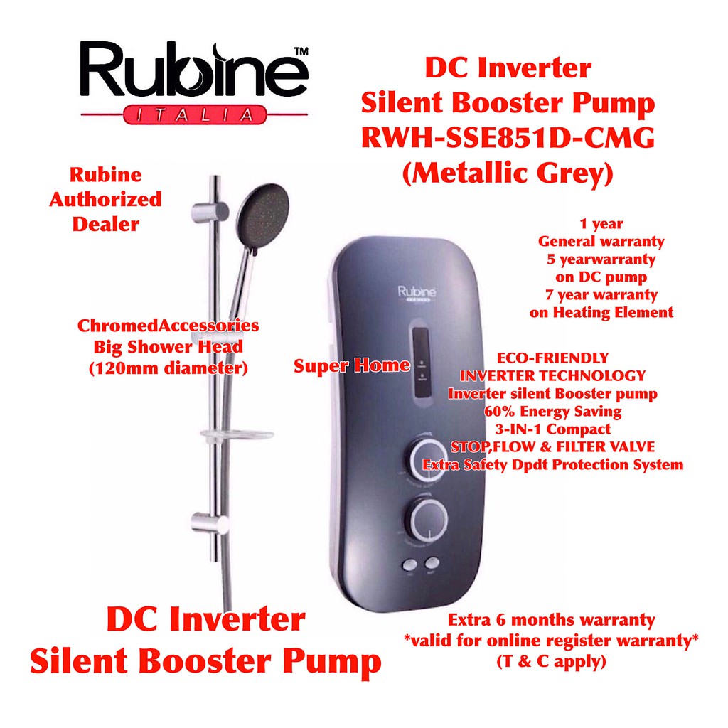 Rubine Water Heater RWHSSE851DCMG (Metallic Grey) Rubine DC Silent