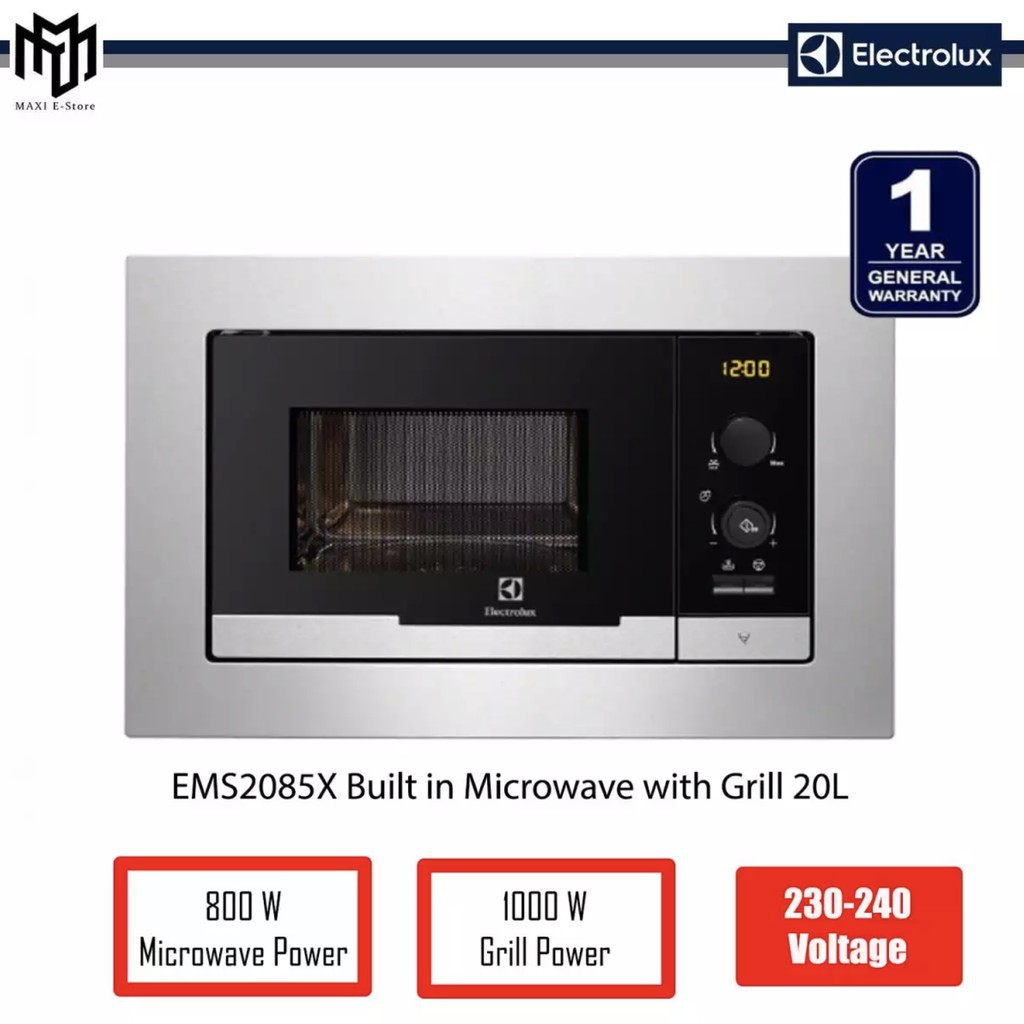 Electrolux Built In Microwave With Grill (20 Litre) EMS2085X | Shopee
