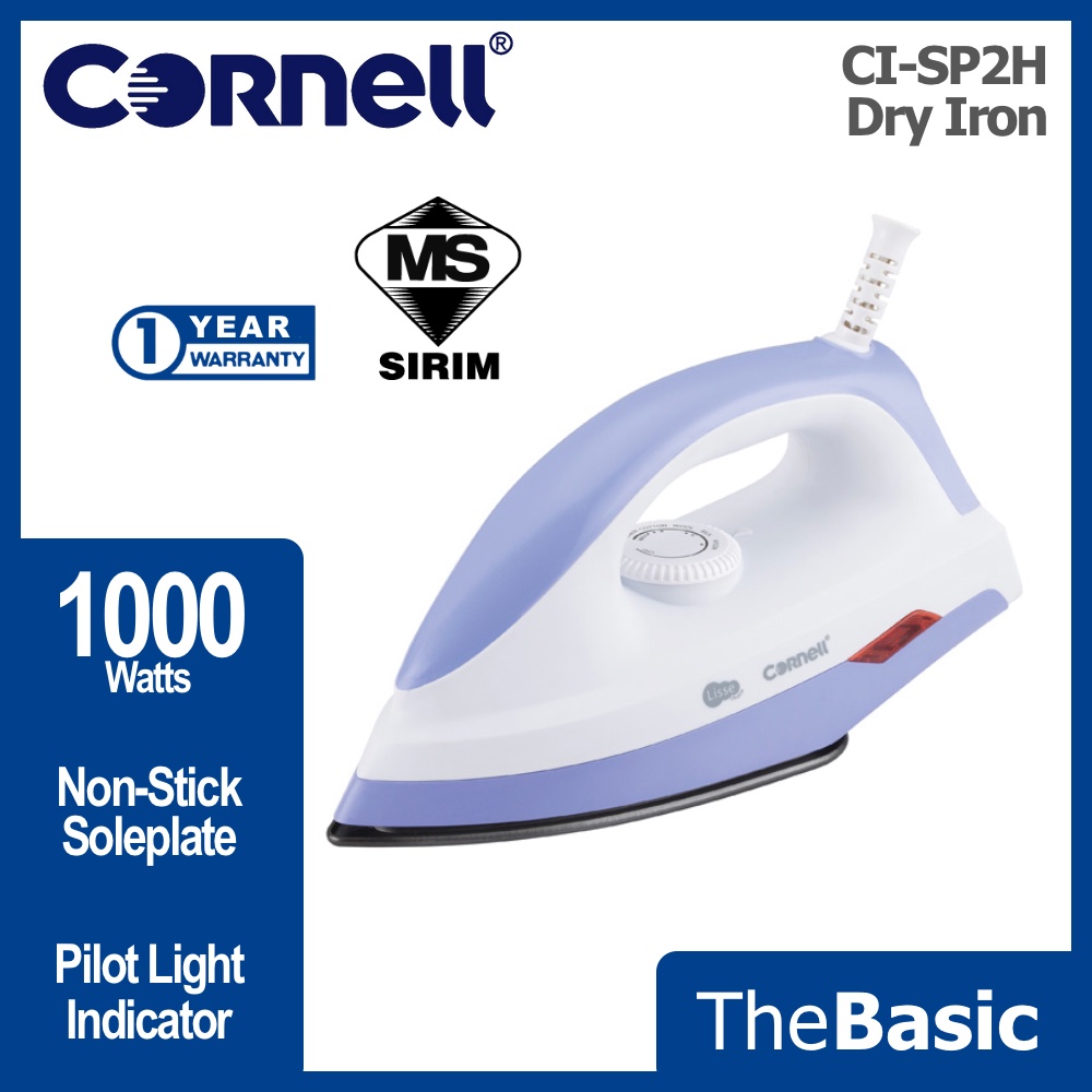 CORNELL 1000w Dry Iron NonStick Coating Soleplate (CISP2H) Shopee
