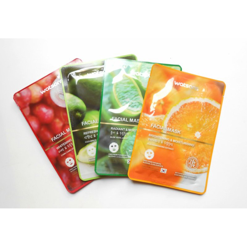 Watsons Facial Mask Sheet Brightening Moisturizing Purifying Refreshing Whitening Radiant