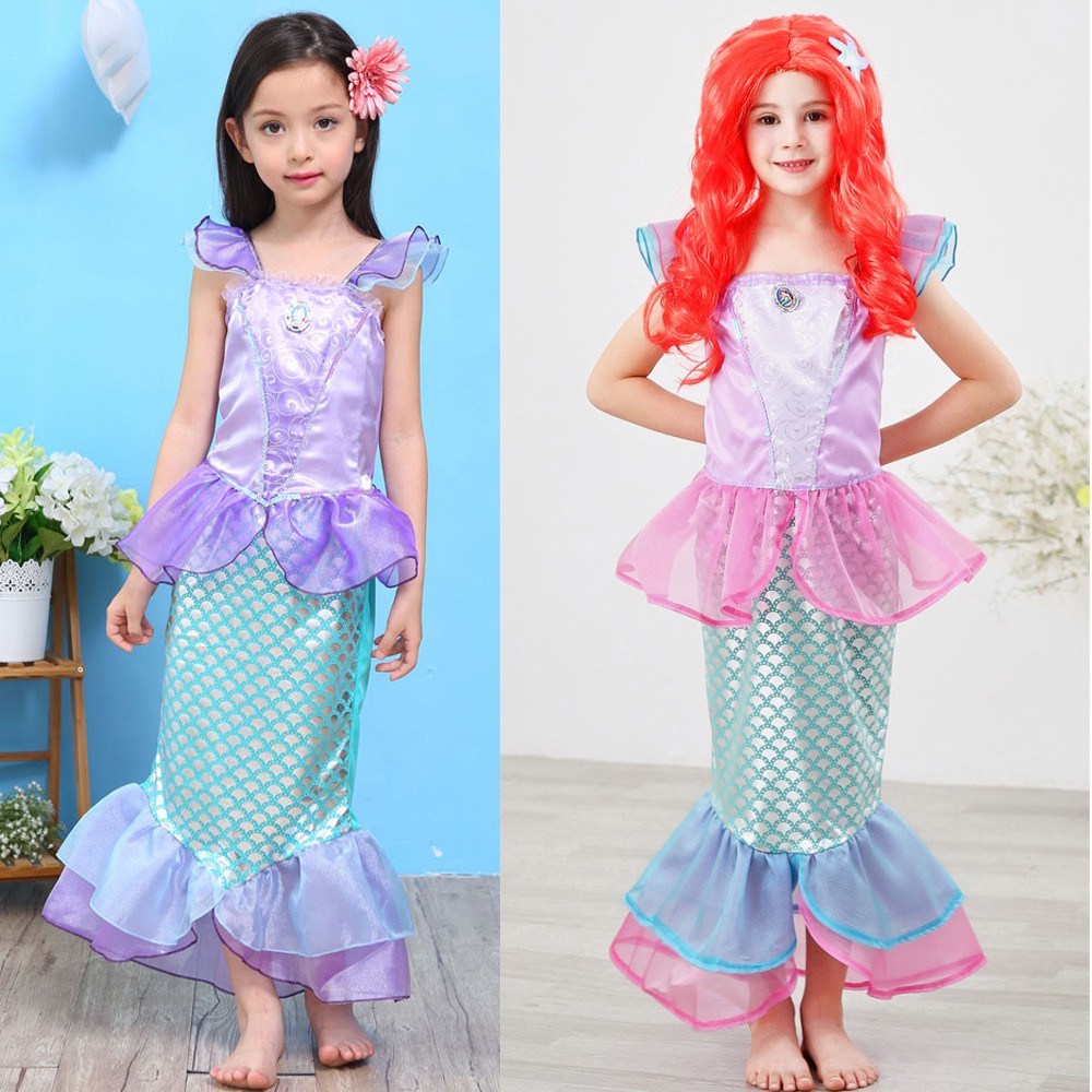 Girls Mermaid Dress Kids Little Mermaid Costume Carnival Birthday Party ...