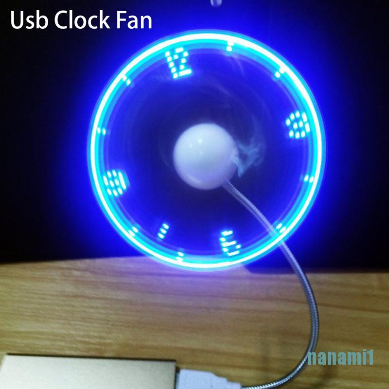 [nanami1]Hand Display Mini USB Fan Portable Gadgets Flexible LED Clock Cool For Laptop PC