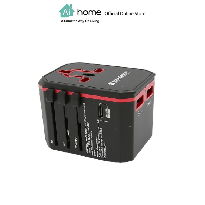SOUNDTEOH Travel Adapter With USB 3.0 Type-C TA-306 with 1 Year Malaysia Warranty [ Ai Home ]