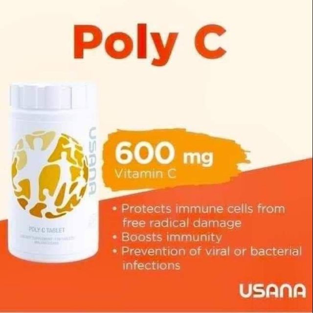 🍊 USANA Poly C 🍋120 tablets/ bottle 🌸600mg Vitamin C ️health immune