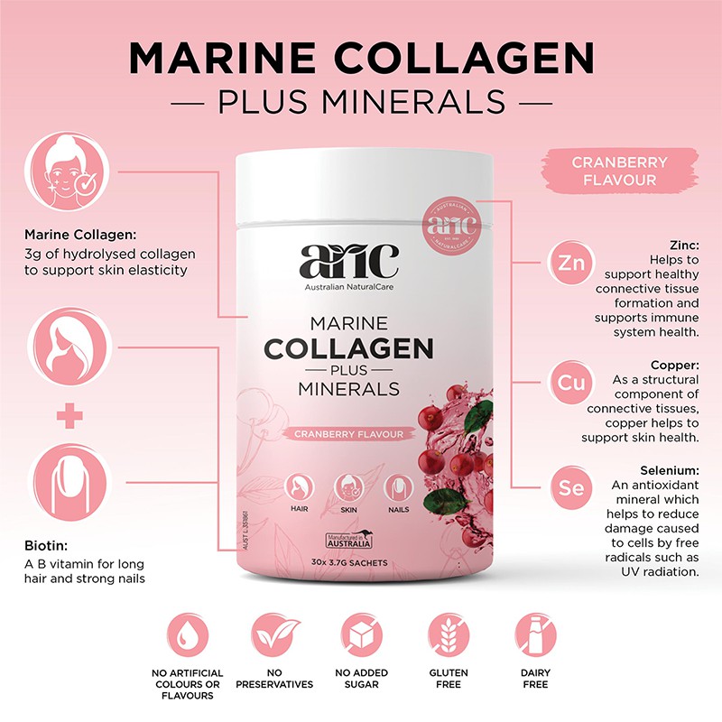 Australian Naturalcare Marine Collagen Plus Minerals (Cranberry Flavour