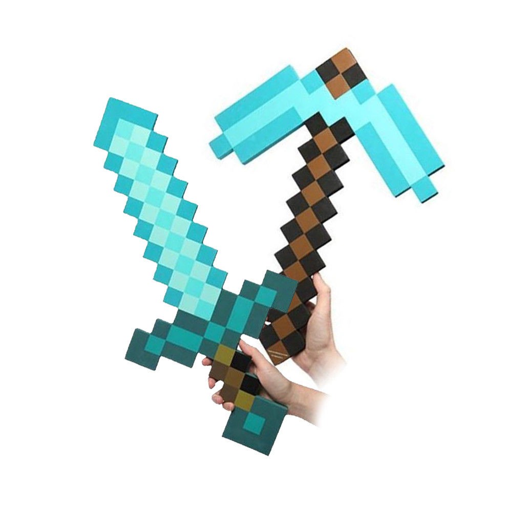 Minecraft Sword Pickaxe Set Large Diamond Blue Eva Plush Doll Soft Toy Mosaic Shopee Malaysia