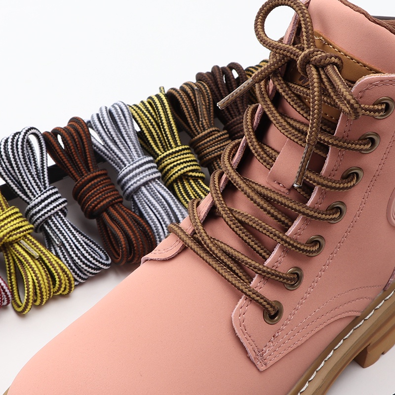 1 Pair Martin Boots Round Shoelaces Striped Double Color Shoe Laces Outdoor Hiking Leisure Shoe Lace Sneakers Casual Shoelace