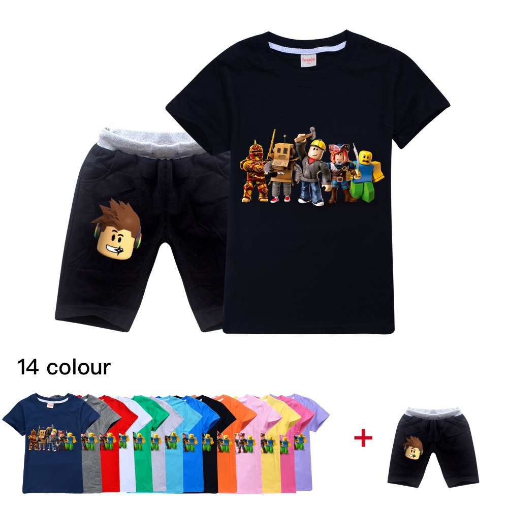 Cute Baby Roblox Shirts Kids Boys Girls Clothing Cartoon Cotton Short Sleeve T Shirt Shorts 2pcs Set Shopee Malaysia - cute girls clothing roblox