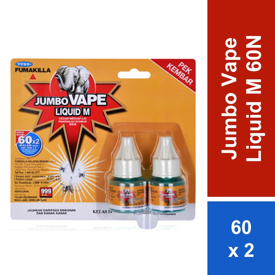 Fumakilla Jumbo Vape Liquid 60N Refill [Twin Pack] 45ml