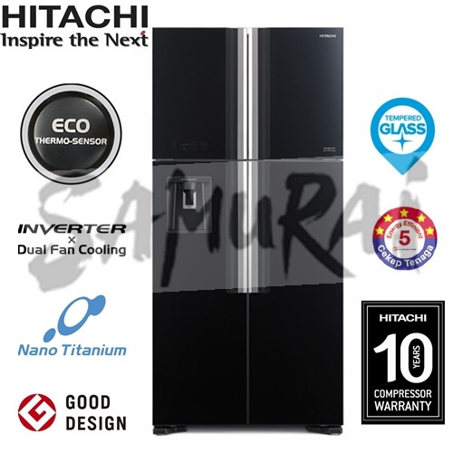 Hitachi Dual Fan Inverter 4 French Glass Door Fridge Rw7p7m Gbk 586l Shopee Malaysia