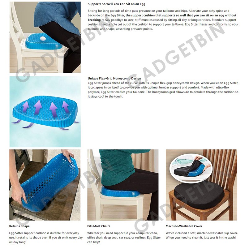 Egg Sitter Cooling Grid Mesh Gel Pad Gel Support Seat Cushion