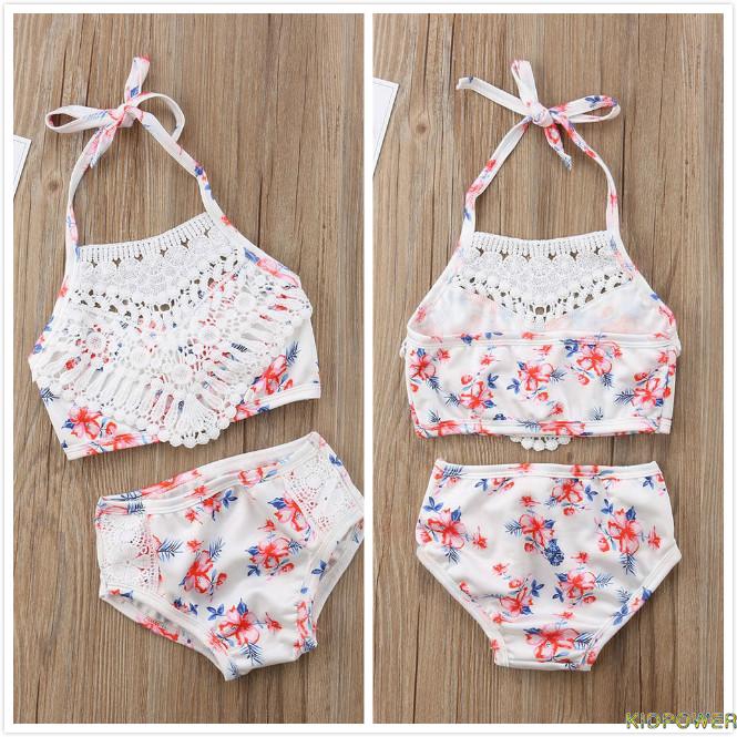 Emo Fashion Cute 2pcs Toddler Baby Girl Lace Swimwear Bathing Suit Bikini Shopee Malaysia