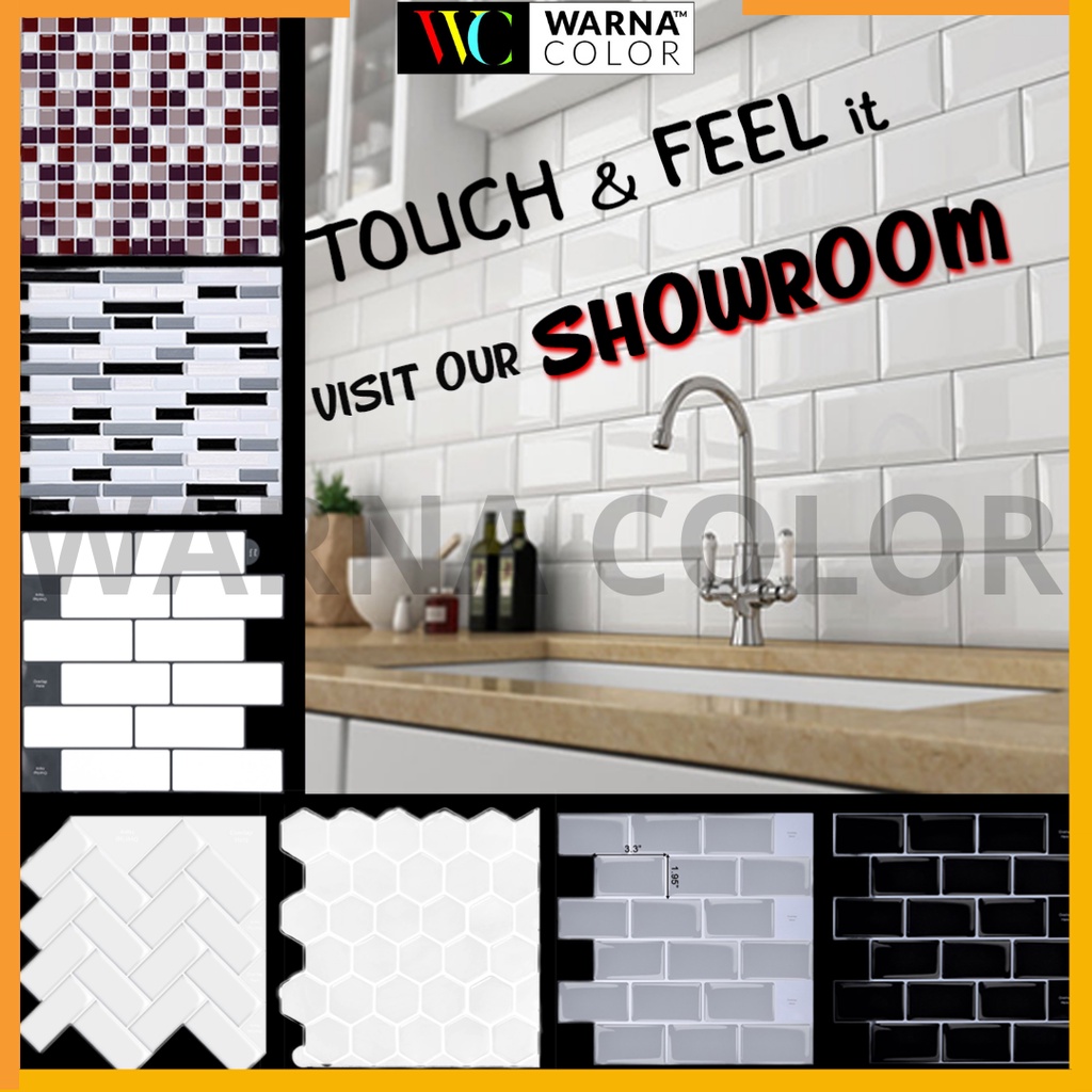 3D Water Proof Wall Tiles Sticker Kitchen Bathroom Tiles Modern Tiles DIY Self-Adhesive Backsplash Clever Mosaic