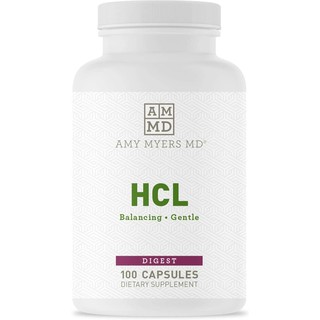HCL from Dr. Amy Myers - Betaine HCL Supports Maximum Calcium, Magnesium, Iron & Other Mineral Absorption. Dietary Supplement 100 Capsules, 648 mg per Serving - Helps Alleviate Food Sensitivities