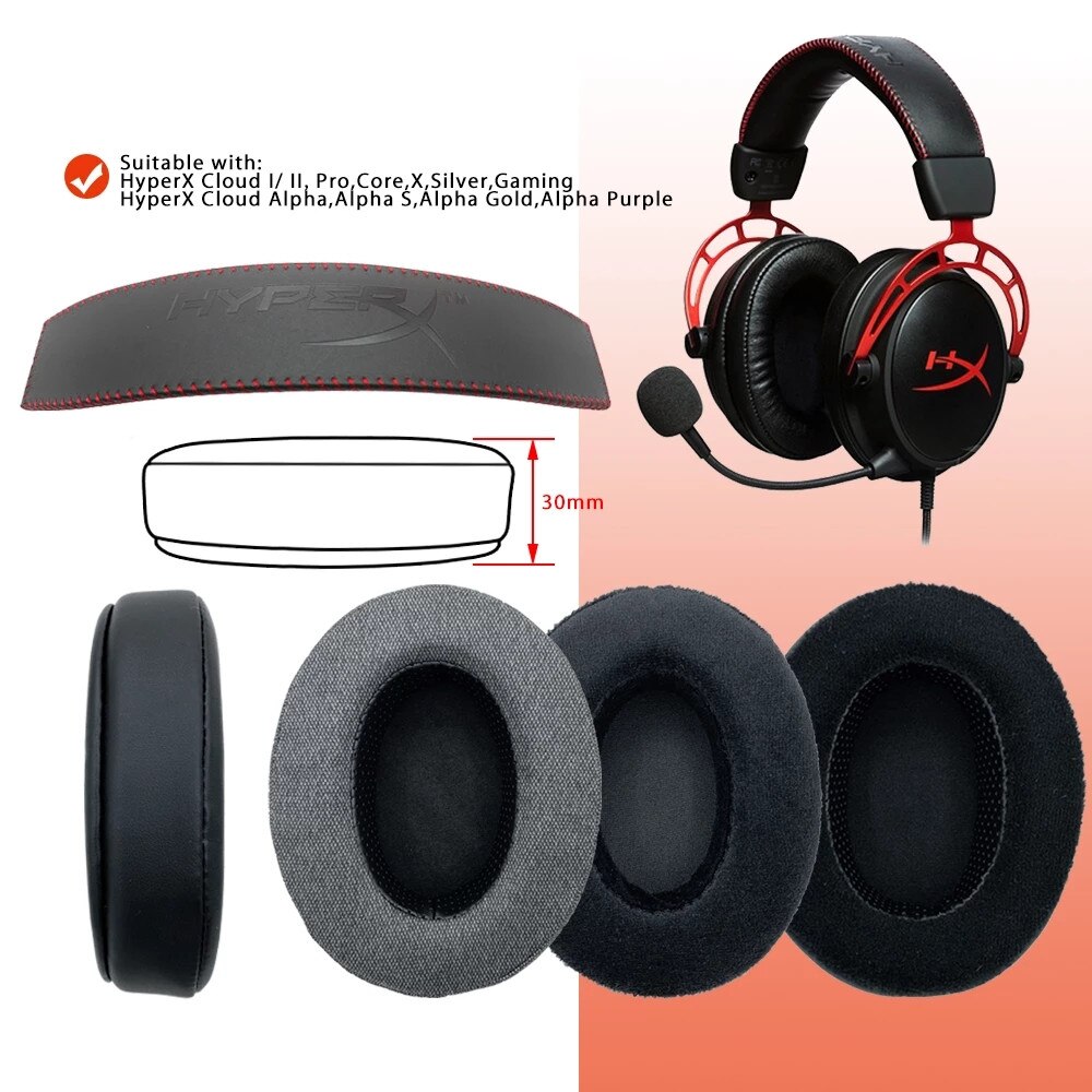 New Replacement Earpads Earphone Earmuff Ear Pads for HyperX Cloud I/ II, Cloud Core Silver