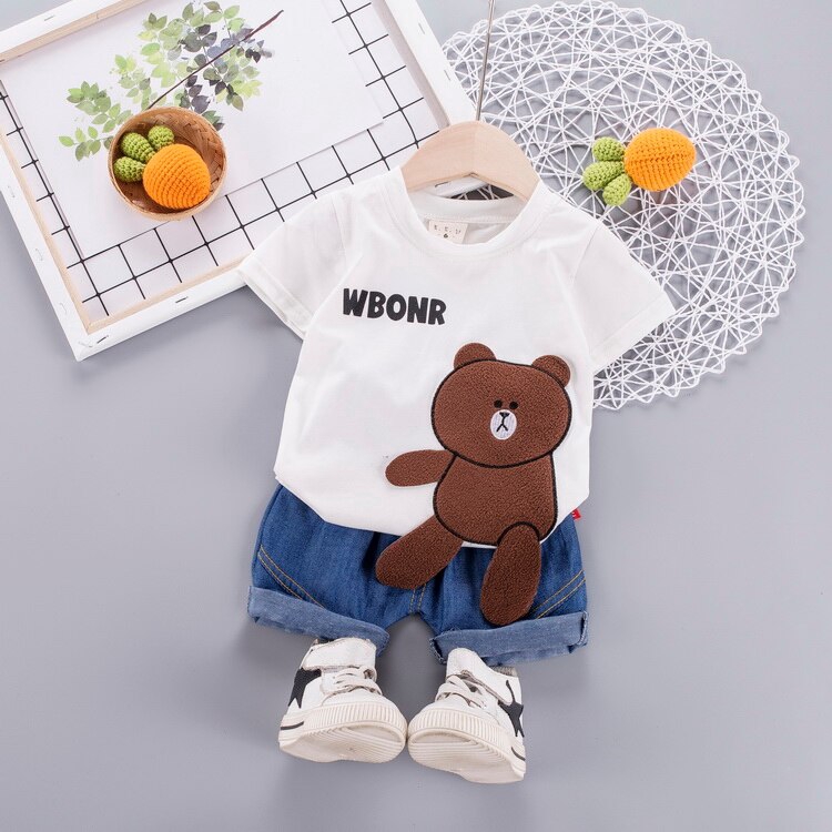 U·nikaka Infant Toddler Baby boy Clothes Cotton Newborn Outfit Set Short Sleeve Top Shorts 2PCS 