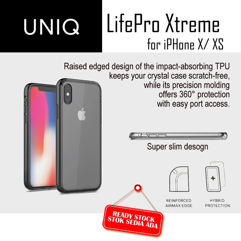 Uniq Iphone X Hybrid Lifepro Xtreme Crystal Clear Back Case Shopee Malaysia