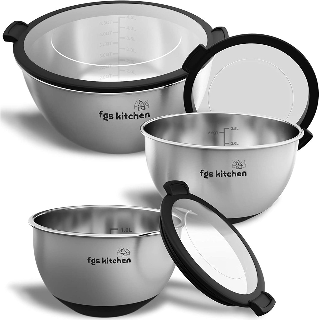 FGS Kitchen Mixing Bowl Set Stainless Steel Mixing Bowls with