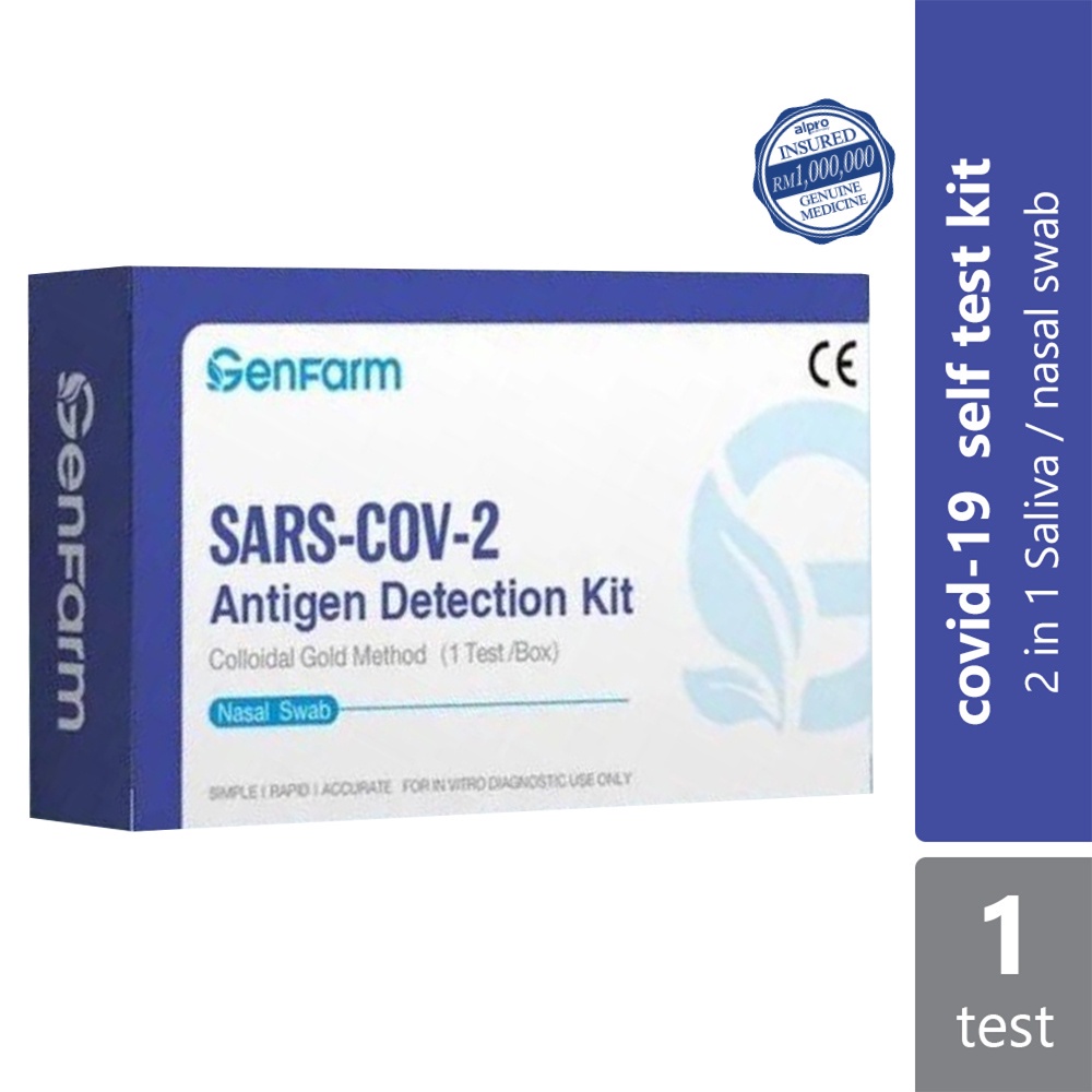 Genfarm 2n1 (Saliva+Nasal Swab) Covid19 Antigen Rapid Test Kit (1 Pc
