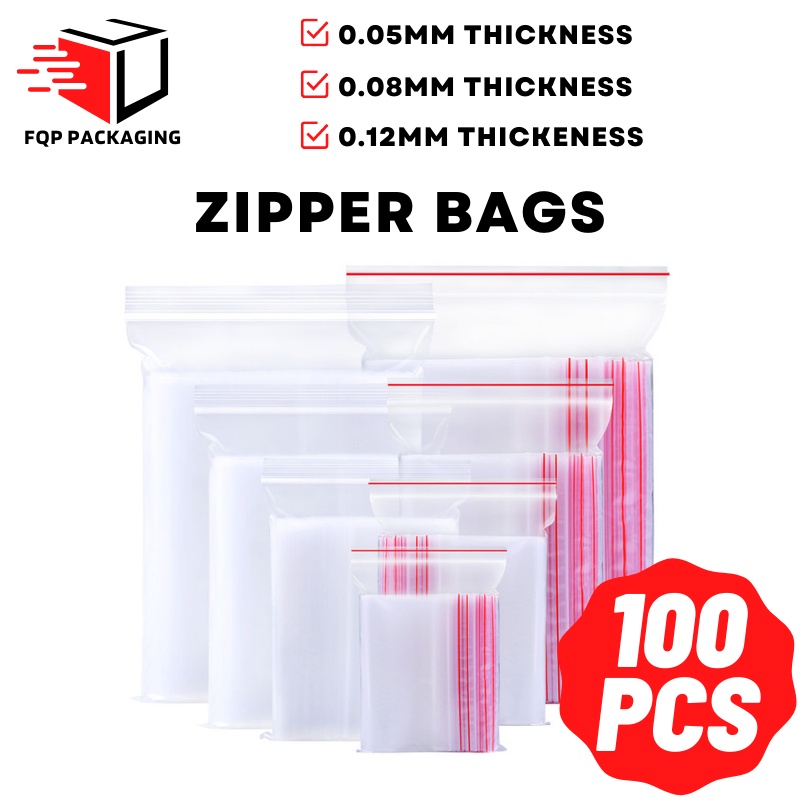 (100PCS) Zipper Bag Resealable Ziplock Bag OPP Plastic Bag Ziplock Bag