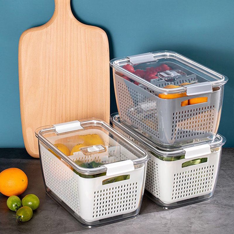 【READY STOCK】HAHO Fresh Keeping Storage Box Kitchen Fridge Organiser Food Vege Fruit Drain Basket Crisper Container