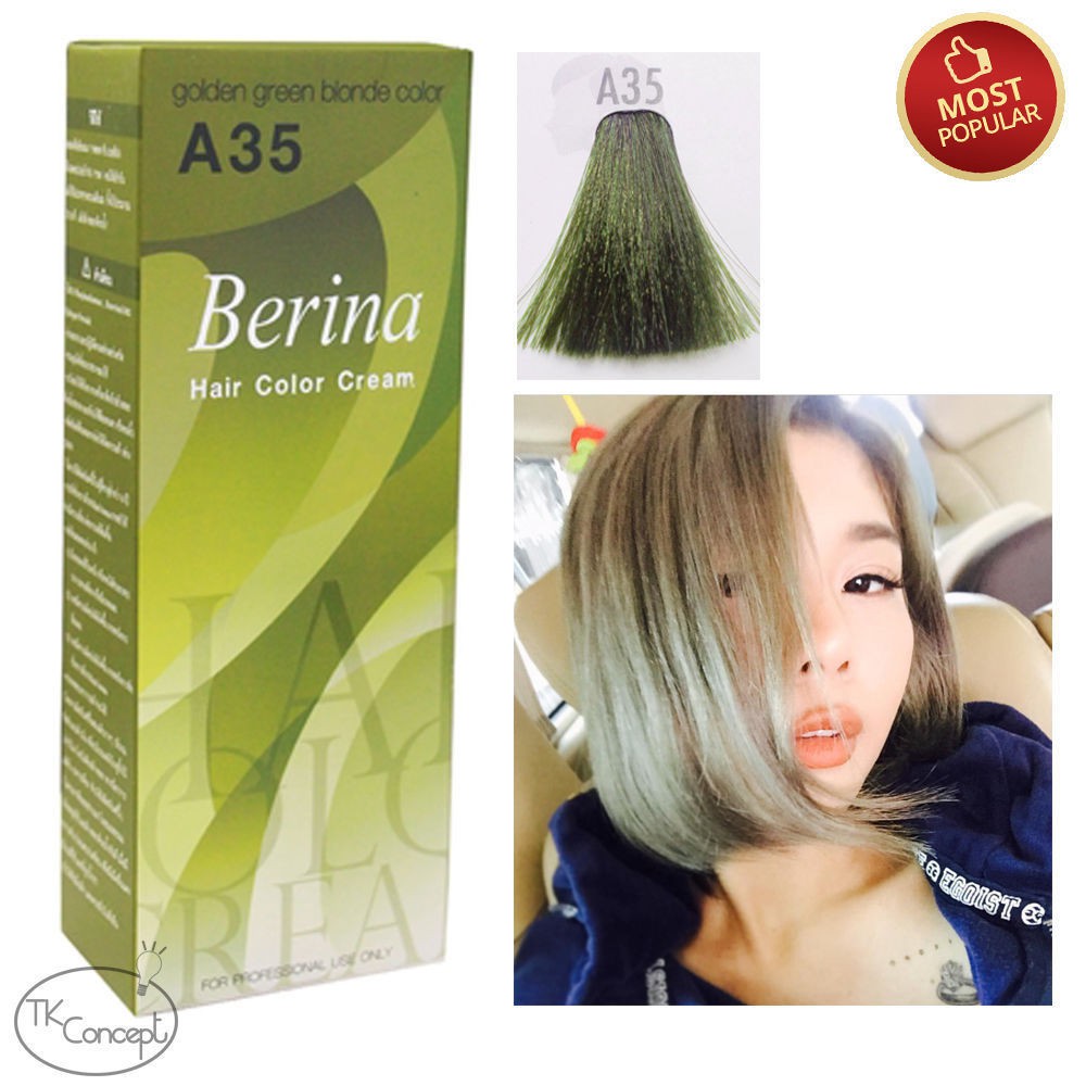 Berina No A35 Golden Green Blonde Color Permanent Hair Dye Color