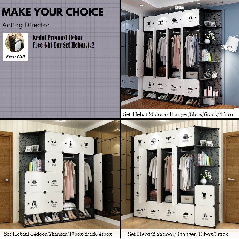 Simple Modern Wardrobe Cabinet Bedroom Wardrobe Almari Moden Bilik Tidur Pelbagai Guna Kabinet Shopee Malaysia