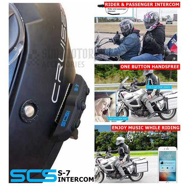 SCS S7 BLUETOOTH HELMET HEADSET MOTORCYCLE INTERCOM | Shopee Malaysia