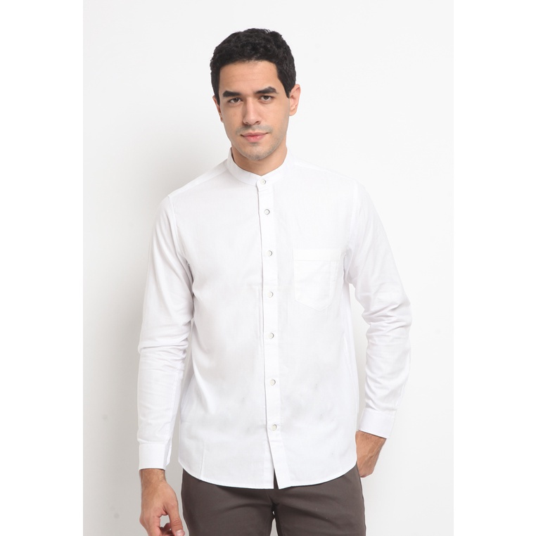 KEMEJA Larusso Basic Shirt Tencel Collar Shanghai Long - White L094 ...