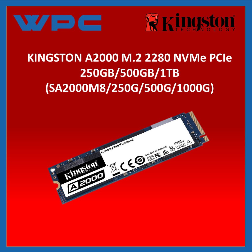 KINGSTON A2000 M.2 2280 NVMe PCIe SSD - 250GB /500GB /1TB (SA2000M8 ...