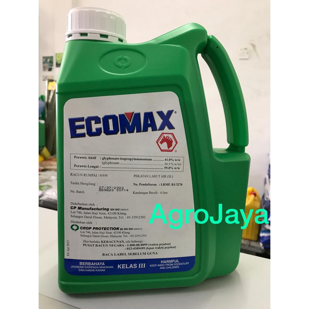 Ecomax Glyphosate 41 Herbicide Racun Rumput 4l Shopee Malaysia