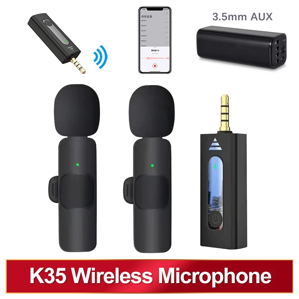 Wireless 3.5mm Lavalier Lapel Noise Reduction Microphone /Omnidirectional Condenser Mic / For Camera AUX Speaker Megaphone