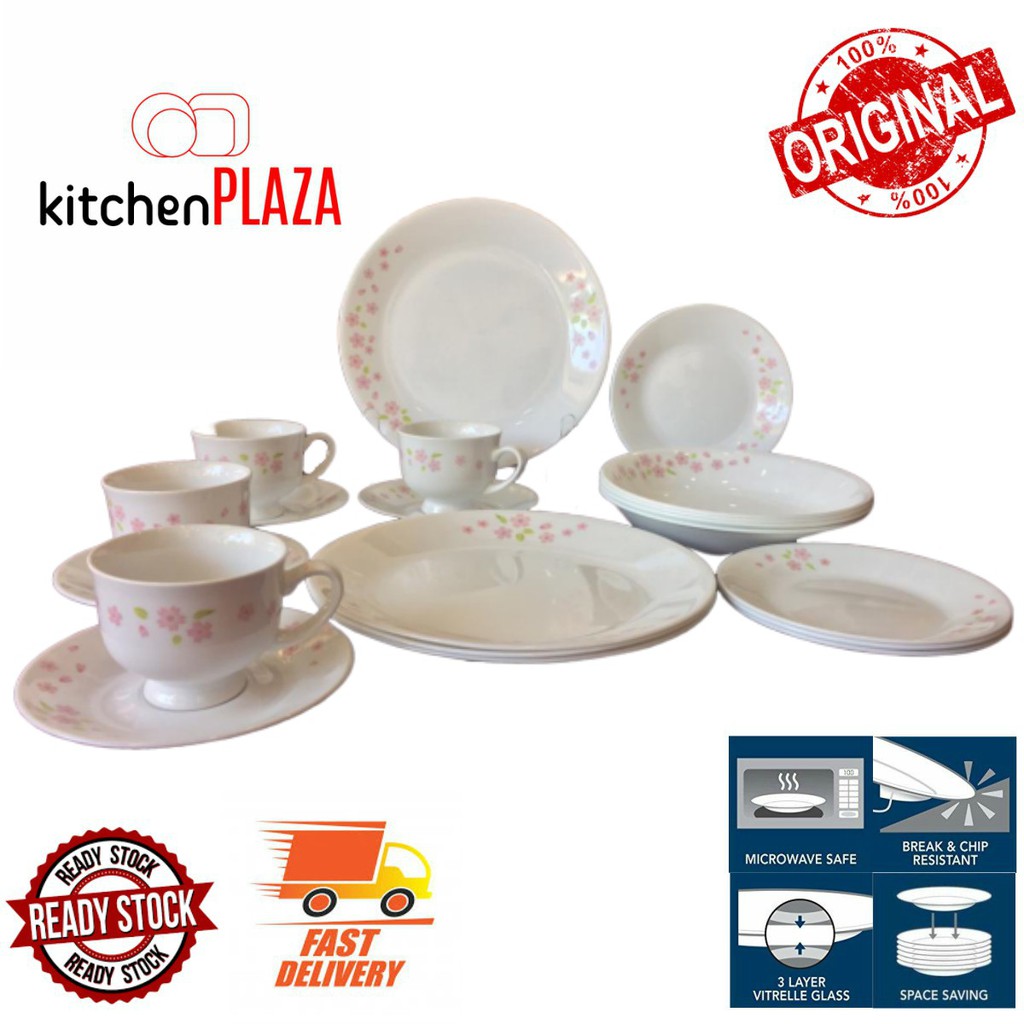 Corelle Deluxe Sakura 20pcs Dinnerware Set Shopee Malaysia