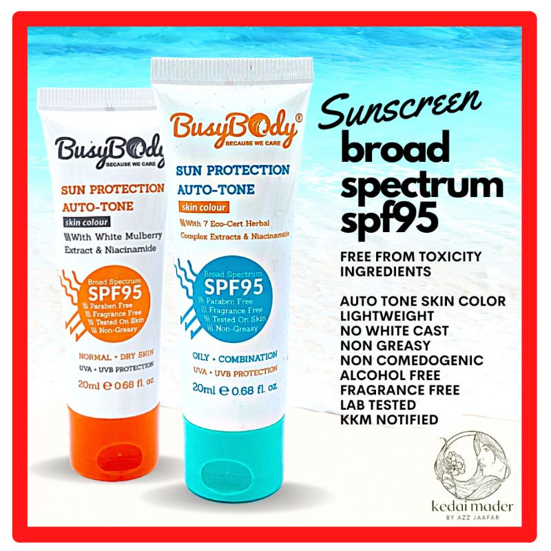 BUSYBODY Sunscreen SPF95 Broad Spectrum/Tinted Sunblock/CC Cream for