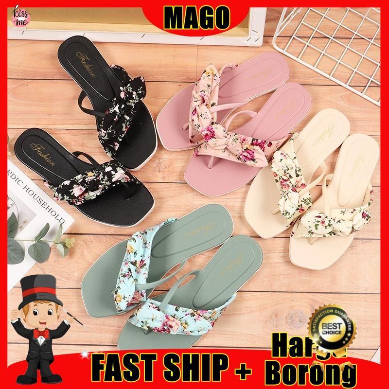 PLD READY STOCK!! Mago Woman Flower flat jelly sandal comfortable Slippers Sandal Selipar perempuan wanita (8812R)