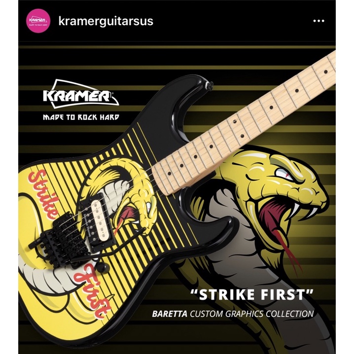 KRAMER BARETTA REVERSE HEADSTOCK COBRA BLACK YELLOW Electric Guitar